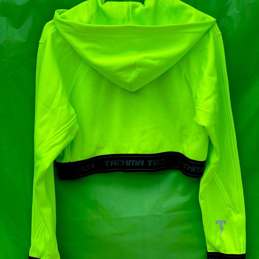CROP TOP NEON NWT Hoodie Chartreuse cropped XS juniors - Picture 5 of 7